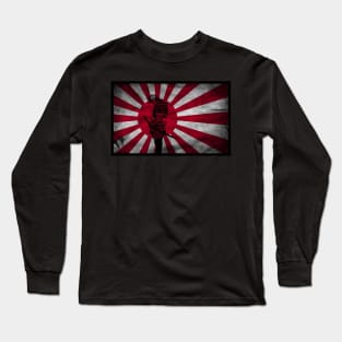 Samurai Shogun in front of Japanese flag Long Sleeve T-Shirt